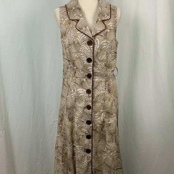 Mlle Gabrielle Collared Shirt Dress L Brown Tan - Picture 2 of 7
